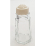 Vintage glazen zoutstrooier met kunststof dop